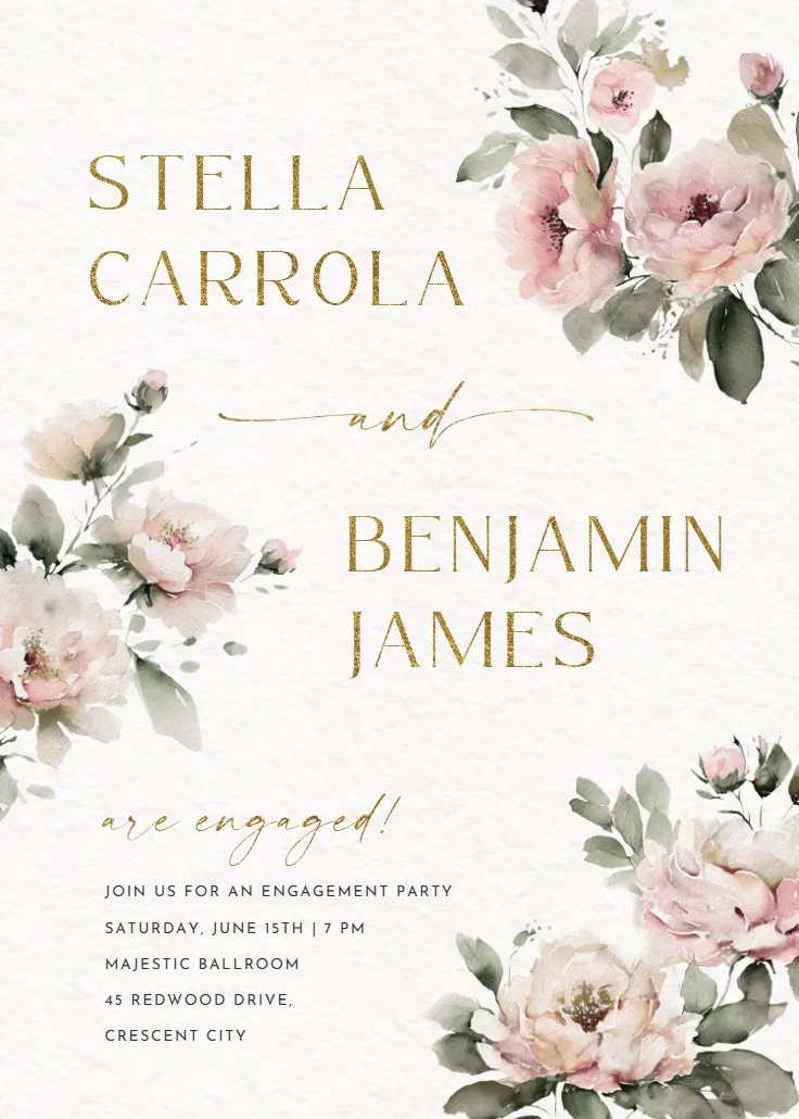 Soft petals - nişan partisi davetiyesi